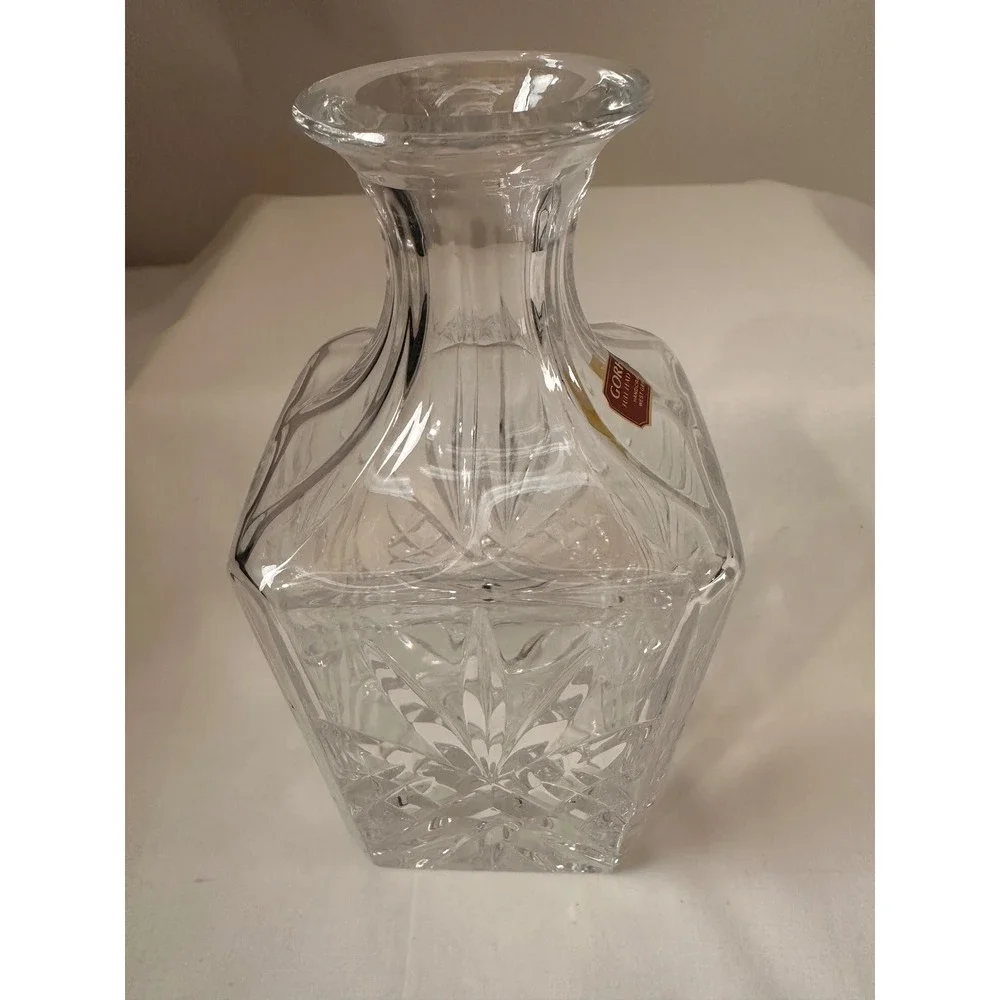 Gorham Full Lead Crystal Decanter Square Handcrafted West Germany Starburst 11in